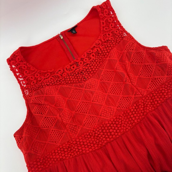 Torrid Red Lace Sleeveless Dress Size 24 Plus Size Women's Career Party - Picture 1 of 7